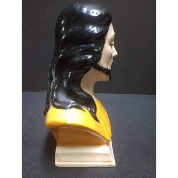 Vintage Hand Painted Bust Of Jesus  7 In - Picture 2 of 8